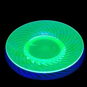 Vintage Uranium Depression Glass Green Collectible Saucer